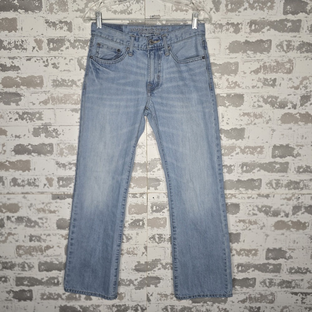 American‎ Eagle Jeans Mens 28x30 Light Blue Wash 100% Cotton Original Boot Cut